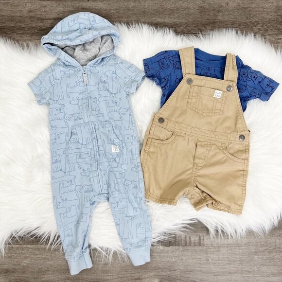 Carter's Baby 9 Months Puppy Dog Jumpsuit Overalls Outfit Bundle Lot - Picture 1 of 9
